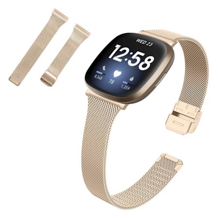 Fitbit Sense / Versa 3 milanese stainless steel watch band - Champagne Gold