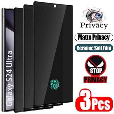 3-pack Matt Keramiskt Skärmskydd med Sekretessfilter för Samsung Galaxy S21 S20 S22 S23 S24 Ultra Note 20 10 S8 S9 S10 Plus Anti-Spion Film
