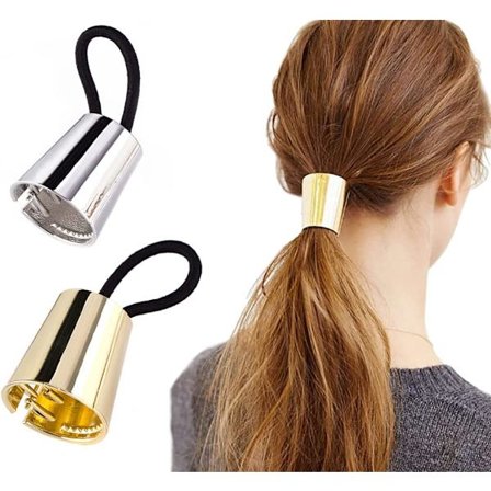 2 stk. Metal Hår Cuff Cuff Reb Ponytail Holder Metal Punk Elasti