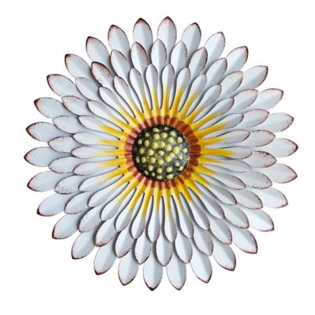 Metallblomma Daisy Blommig väggkonstdekoration hängande hänge konstgjord blomma White