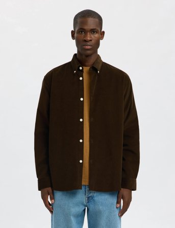 Selected Slmregcole Danni Cord Bd Ls Shirt Noos - Brown - S