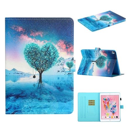 iPad 10.2 (2019) trendy mønstered læder flip etui - Hjerte-formet Træ