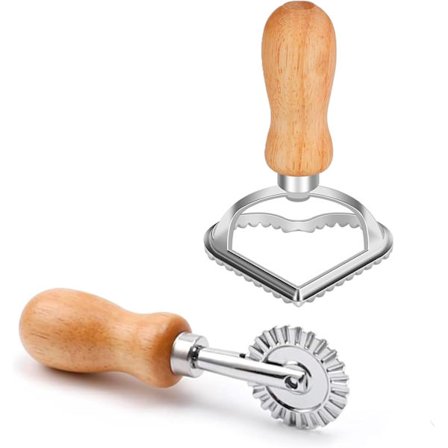 Tvådelat köksredskapsset för enkel tillverkning av dumplings, hemgjord pasta, pepparkaksformar samt Thanksgiving- och julmiddagar med familjen