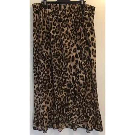 Leopard Kjol Fastsydd Omlott Och Volang Framtill 50-52 Zhenzi Multicolor 52