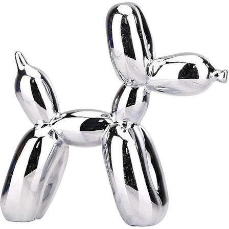 Ballonhund Dekoration, Resin Ballonhund Hvalp Boligindretning Dyrekunst Skulptur Indendørs Kontor Belægning Ornament (1 stk. - Sølvgrå)