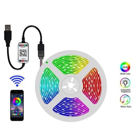 Fleksibel 5m RGB LED strip / Lyssløjfe / LED-Strip Bluetooth APP