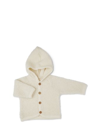 Smallstuff | Cardigan Bouclé Merino Wool W. Buttons And Hoodie | 56-62