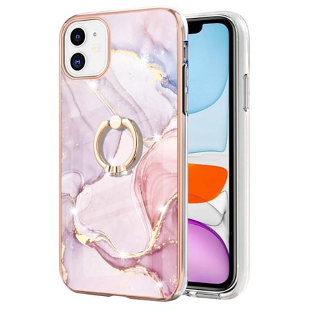 TPU Skal iPhone 11 Ringhållare Rosa Marmor