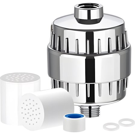 Universelt Brusefilter m/ Ekstra Filter - 15-Trins Brusefilter - Anti-kalk Vandfilter