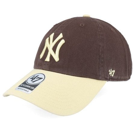 47 Brand - MLB Hnědý unconstructed Kšiltovka - New York Yankees Two Tone Clean Up Brown Dad Cap @ Hatstore