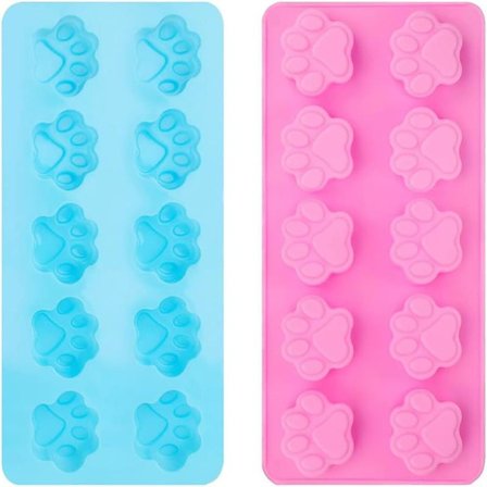 2-pak Paw Silikoneforme, 10 Hulrum Chokolade Paw Form Hund Silikoneform Genanvendelig Hvalp Kat Paw Isterningeforme DIY Bageværktøj til Budding