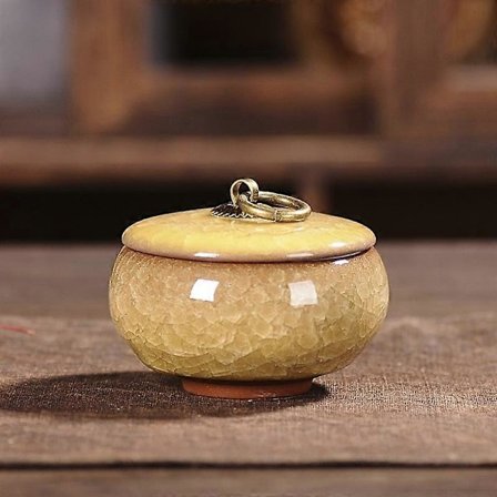 Keramik Aske Urne Forseglet Kremering Begravelse Aske Mindesmærke Små Dyr Kæledyr Hund Kat Mindesmærke Egnet Hjem Pejse Begravelse gul L