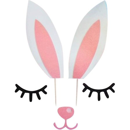 Kaninøre Cupcake Topper, 5 stk Kanin Bursdagskake Dekorasjon, Kanin Kanin