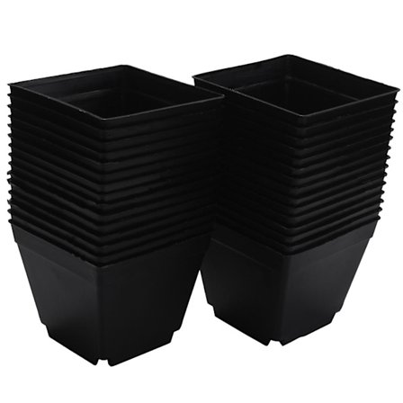 20 stk 4 tommers sorte firkantede plastplantekrukker, frøplante barnehage transplantasjonsplanterbeholder