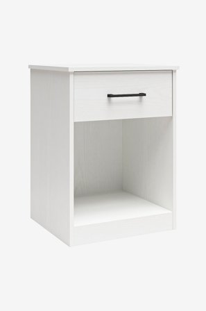 Dorel Home - Natbord med 1 skuffe i Mdf BrEz - Hvid - Sengeborde - Fra Homeroom