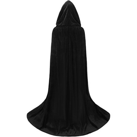 Unisex Vuxen Hooded Cape Lång Sammet Cape Halloween Cosplay Kostymer Svart
