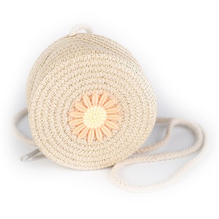 Barneveske Straw Rund Beige - Busy Lizzie