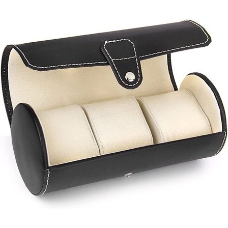 Urkasse Display Box Organizer, PU Display Opbevaringsboks med 3 Kompa