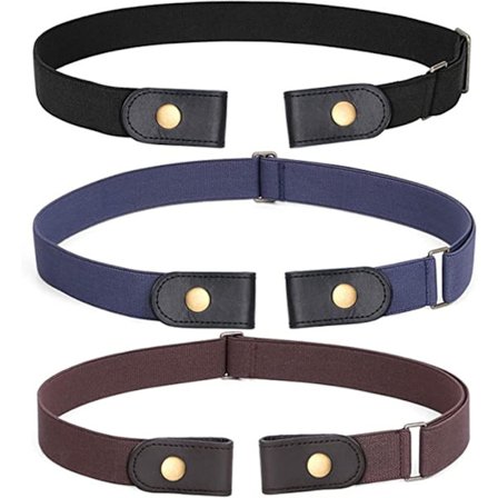 3 stk. stretchbelte uten spenne - justerbart elastisk unisex-belte for
