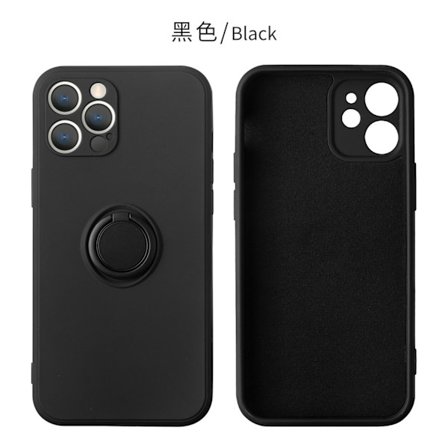 Skal för iPhone 17 Svart Flytande Silikon Ringstativ Anti-fall