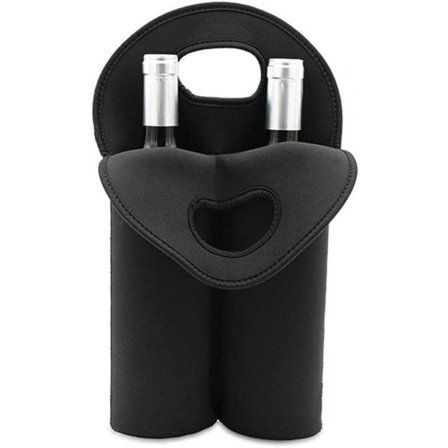 2 flasker vinflaskeholder 750 ml ølkjøler Neopren varmeisolasjon for utendørs camping piknik (svart)