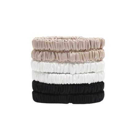 6-pack silkes scrunchies/hårsnoddar/hårband/Hair bands – 100% mullbärssilke, 16 momme – Skonsamma hårsnoddar, hög elasticitet, inga skador