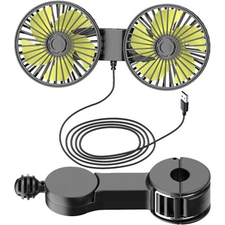 Bilventilatorer til bagsæde USB køleventilator dobbelt hoved til børn 360° drejelig nakkestøtteventilator justerbar clips luftcirkulationsventilator 