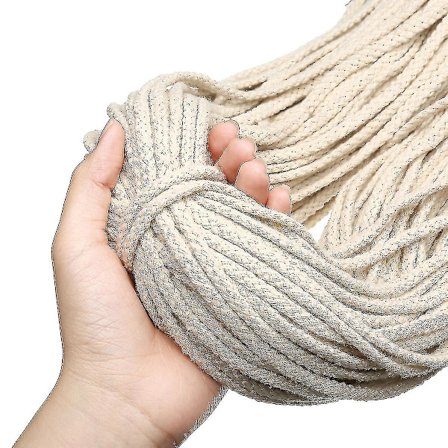 Lanhu 5mm 100m Makrametau Naturlig Beige Bomull Tvinnet Tau Håndverkere Håndverk