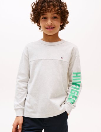 Tommy Hilfiger Hilfiger Sleeve Graphic Tee Ls - Grey - 128
