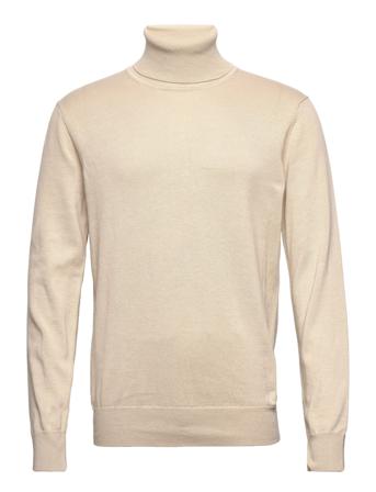 Henrik L/S Roll-Neck Knit Beige Bertoni