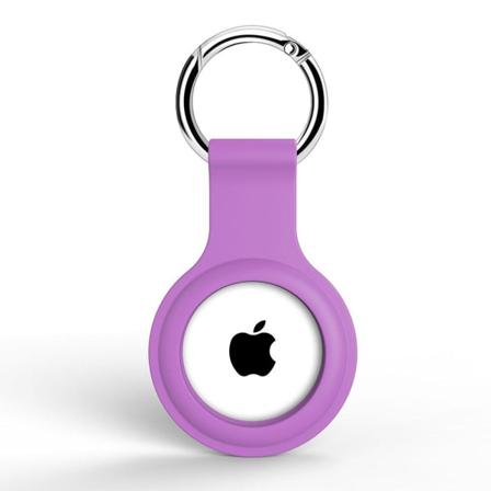 Apple Airtag Hållare Med Nyckelring I Silikon - Lila Purple Lila