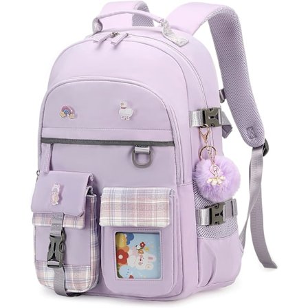 Ryggsäck for flickor, 15,6 tums laptop skolväska Barn dagis Grundskole ryggsäckar Stora bokväskor for tonårsflickor women lila