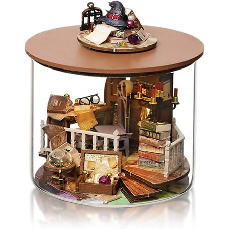 Miniatyrhus DIY Dockhus Byggsats Drömlikt Trähus Dammskyddssats, Handgjorda Hantverk för Vuxna, Kreativ Dekoration