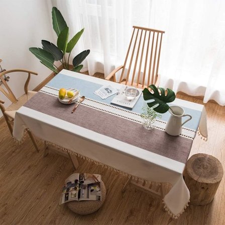 Linduk rektangulær duk i bomull og lin, tungvekts bomullsduk, støvtett duk, 55 x 71 tommer