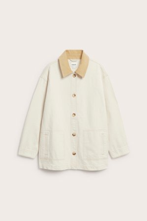 Kappahl | Kurtka twill ze sztruksowym kołnierzem Beżowy S | Beżowy