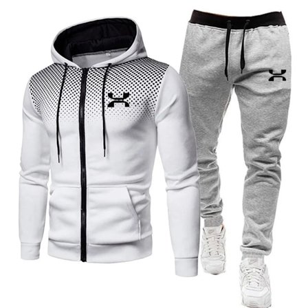 2023 Fashion Träningsoverall För Män Hoodie Fitness Gymkläder Män Löpset Sportkläder Jogger Herr Träningsoverall Vinterdräkt Sport white gray an B qd