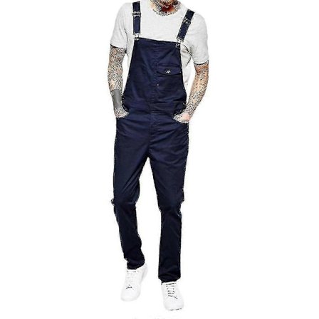 Herre Slim Fit Denim Jumpsuit Bib Romper Casual Overalls Dungarees-Xin