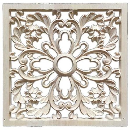 1X Träskärvning Blommig Applikation Hantverk Inlägg Applikation Möbel DIY Dekoration # F: 20*20cm