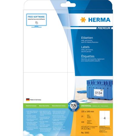 Herma Premium - Papir - matt - permanent selv-adhesiv - hvit - 148 x 105 mm 100 etikett(er) (25 ark x 4) laminerte etiketter