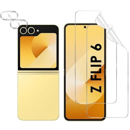 Skærmbeskyttelse og kamerabeskyttelse til Samsung Galaxy Z FLIP 6 [Pack 2] Ultra tynd ridsefrit beskyttelsesfilm Phonillico