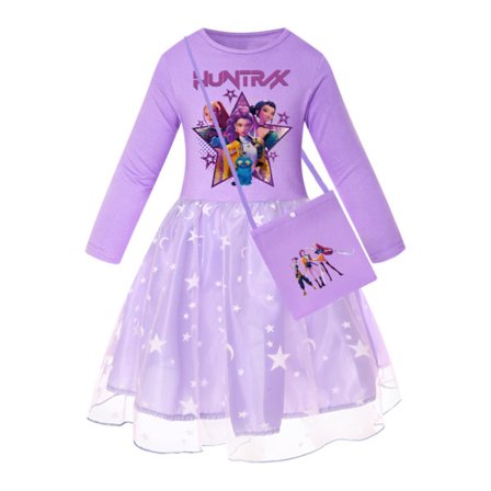 Kpop Demon Hunter Jentegruppe Jenter Stjerne Kjole Regnbue Blondekjole Sommer Vår og Høst Stor Swing Kjole