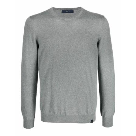 Fay, Round-neck Knitwear Grijs, Heren, Maat:L