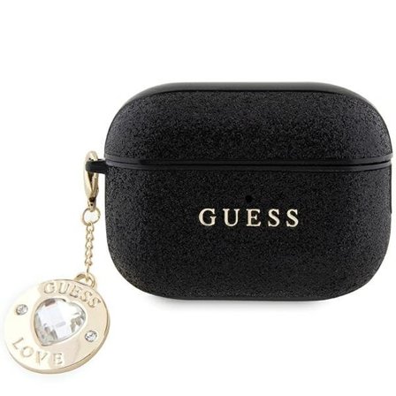 Guess GUAP2PGEHCDK tapauksessa AirPods Pro 2 kansi - musta Kiinteä Glitter sydän Diamond Charm