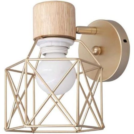 Moderne gull metall vegglampe bur dekorere gårdshus soverom nattbord stue lesing industriell vegglampe AC90-220V hvitt lys