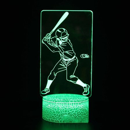 Baseball Man 3D-lampa nattlampa med fjärrkontroll och touch-kontroll