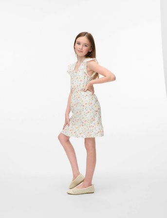 Vero Moda Girl Vmjosie Marigold Sl Short Dress Wvn Girl - White - 140