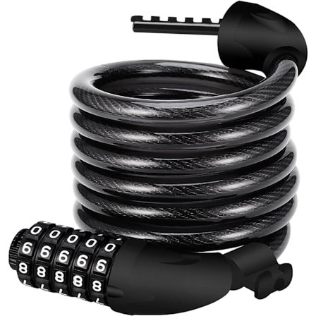 Cykellås (svart), långt cykellås 120 cm x 12 mm, stöldskyddskabel