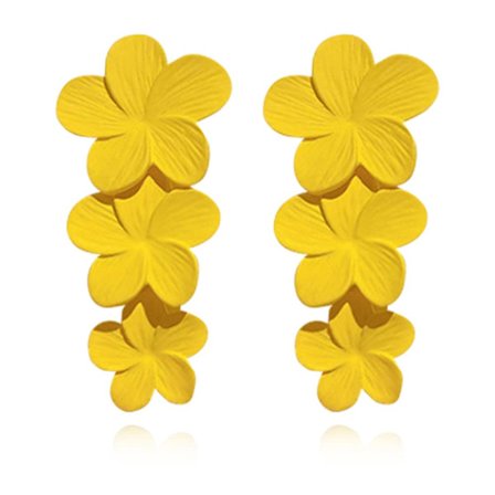 Gule boheme blomsterøreringe, 3D bageemalje hængeøreringe, smarte feriesmykker ved havet til kvinder