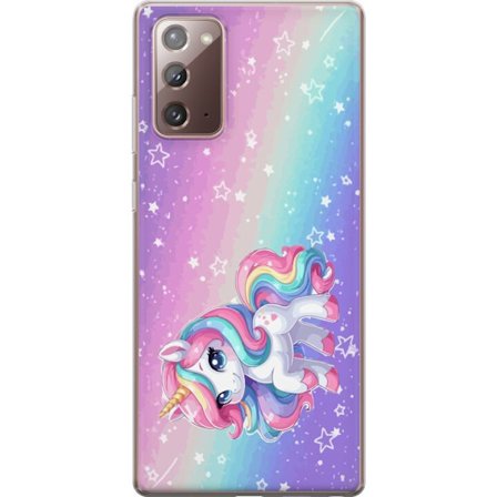 Yhteensopiva Puhelinkuori Samsung Galaxy Note20 Stitch polaroid-kehyksissä sinisillä pastellisävyillä ja suloisilla ilmeillä kollaaseissa sydämillä