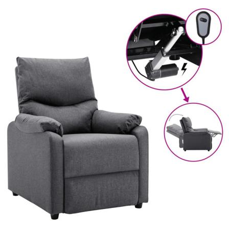 Vidaxl Elektrisk Reclinerfåtölj Mörkgrå Tyg Grå
